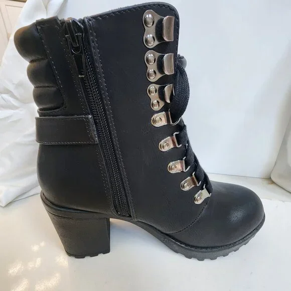 Mia Annamaria Black Block Heel Boots - Women's Size 6.5 - Picture 5 of 12